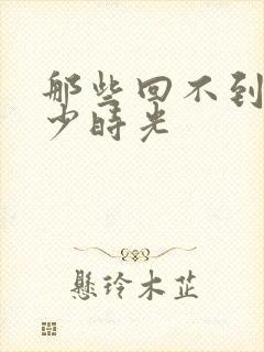 那些回不到的年少时光封面