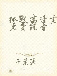 孤战高清完整版免费观看