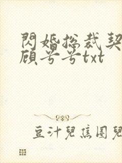闪婚总裁契约妻顾兮兮txt