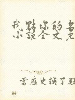 我点你的名了吗小说全文免费阅读封面