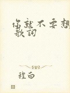 你就不要想起我 歌词