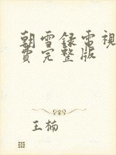 朝雪录电视剧免费完整版封面