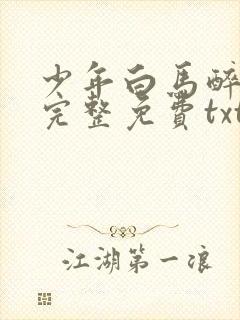 少年白马醉春风完整免费txt下载封面