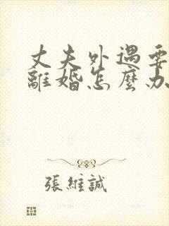 丈夫外遇要和我离婚怎么办封面