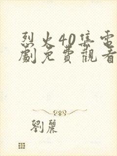 烈火40集电视剧免费观看