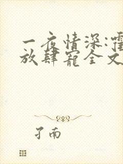 一夜情深:霍少放肆宠全文