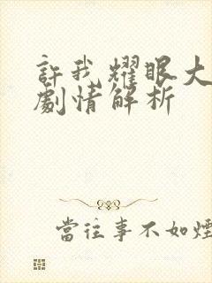 许我耀眼大结局剧情解析