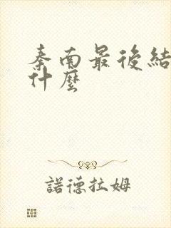 秦南最后结局是什么