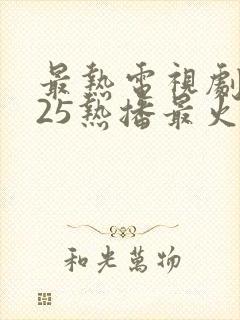 最热电视剧2025热播最火剧