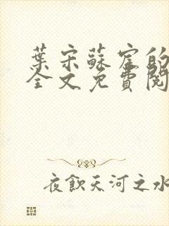 叶宋苏宸的小说全文免费阅读封面