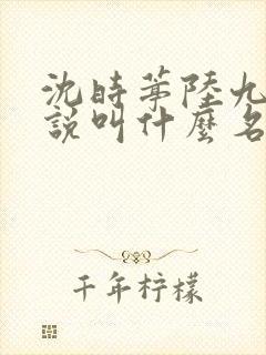 沈时葶陆九霄小说叫什么名字