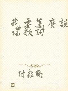 我要怎么说不爱你歌词