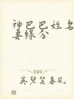 神巴巴姓名测夫妻缘分