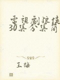 电视剧狼侠1到30集分集简介