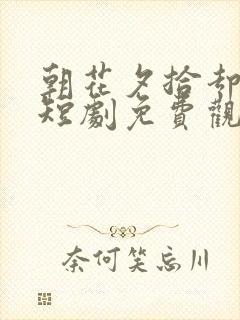 朝花夕拾却已迟短剧免费观看在线播放