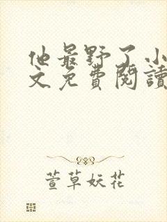 他最野了小说全文免费阅读无弹窗