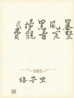 《扫黑风暴》免费观看完整版