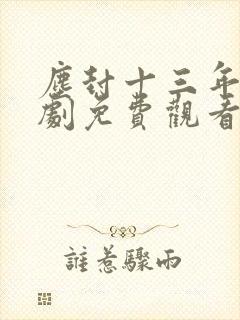 尘封十三年电视剧免费观看完整版封面