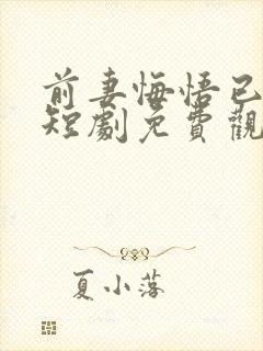 前妻悔悟已太迟短剧免费观看