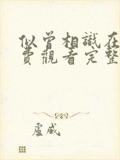 似曾相识在线免费观看完整版国语封面