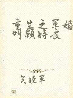 重生之军婚男主叫顾时夜封面