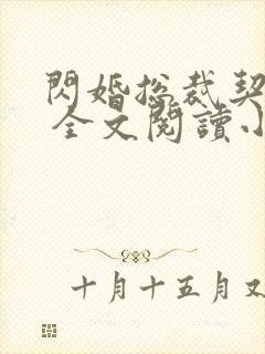 闪婚总裁契约妻 全文阅读小说封面