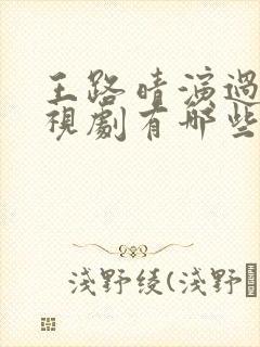 王路晴演过的电视剧有哪些