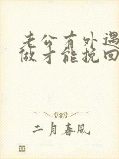 老公有外遇怎么做才能挽回