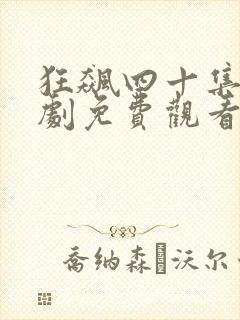 狂飙四十集连续剧免费观看