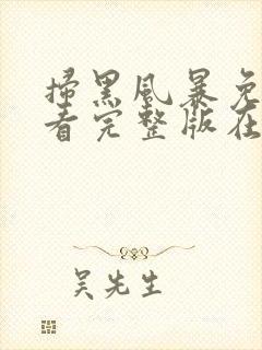 扫黑风暴免费观看完整版在线播放