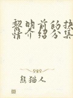 黎明前的抉择剧情介绍分集封面