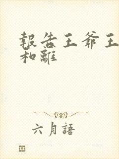 报告王爷王妃要和离