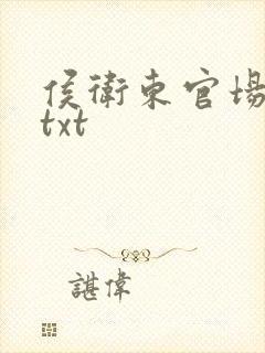 侯卫东官场笔记txt