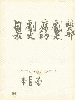 日剧腐剧双男主最火的是哪部剧