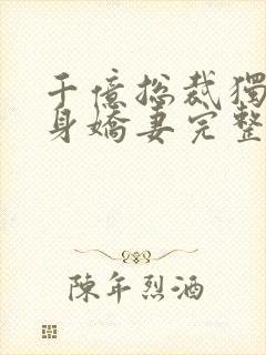 千亿总裁独宠替身娇妻完整版小说