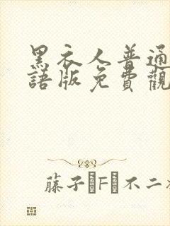 黑衣人普通话国语版免费观看封面