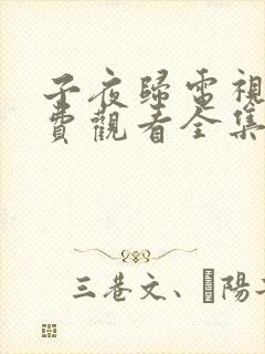 子夜归电视剧免费观看全集完整版