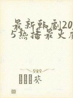 最新韩剧2025热播最火剧免费观看