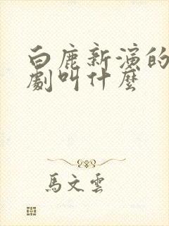 白鹿新演的电视剧叫什么