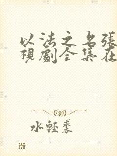 以法之名张译电视剧全集在线观看 免费播放