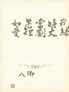 如果当时我说了爱短剧大结局封面