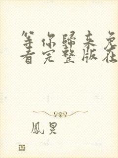 等你归来免费观看完整版在线全集