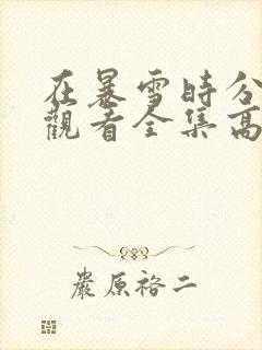 在暴雪时分免费观看全集高清高清