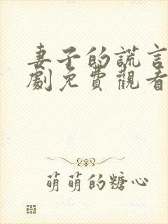 妻子的谎言电视剧免费观看全集封面