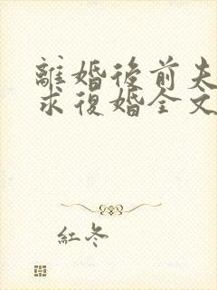 离婚后前夫哭着求复婚全文免费阅读封面