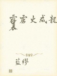 霹雳火成龙演员表封面