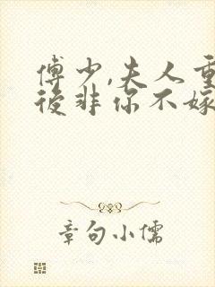 傅少,夫人重生后非你不嫁封面