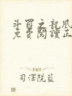 斗罗之龙凰传说免费阅读正版