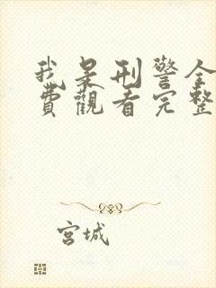 我是刑警全集免费观看完整版封面