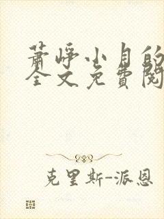 萧峥小月的小说全文免费阅读封面